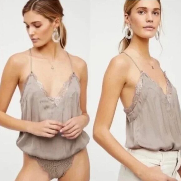 Free People Intimately HBD Lace Satin Bodysuit - Picture 1 of 9